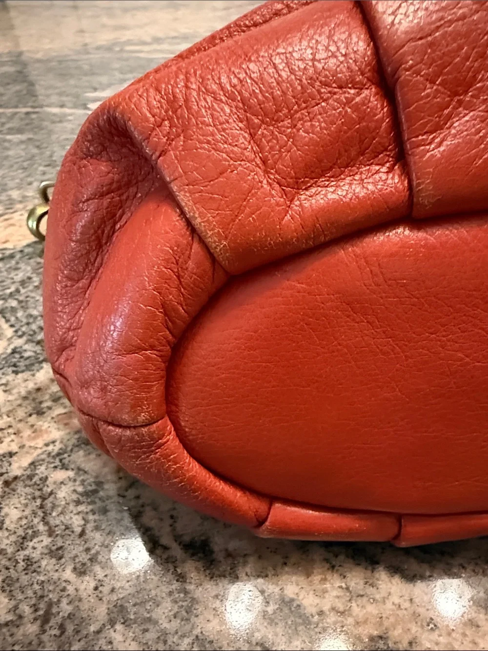 Coach Orange-Red Leather Satchel with Gold Hardware